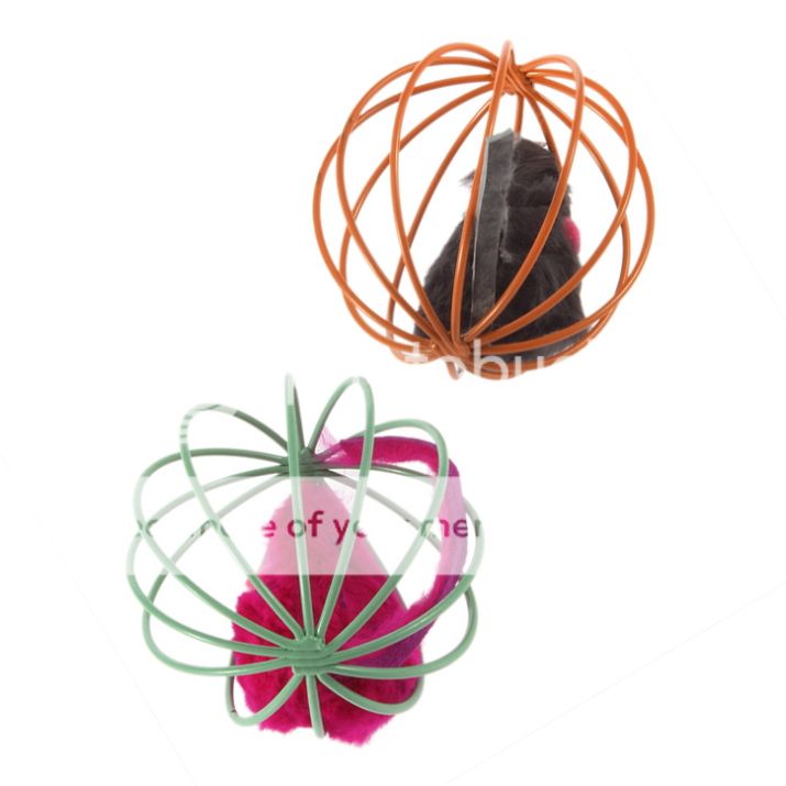 1x Fun Gift Play Playing Toys False Mouse in Rat Cage Ball For Pet Cat